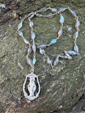 Vintage Miraculous Medal Labradorite Handmade Necklace
